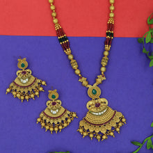 Ruby Green Gold Look Pendant Set