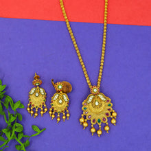 Ruby Green Antique Gold Finish Pendant Set
