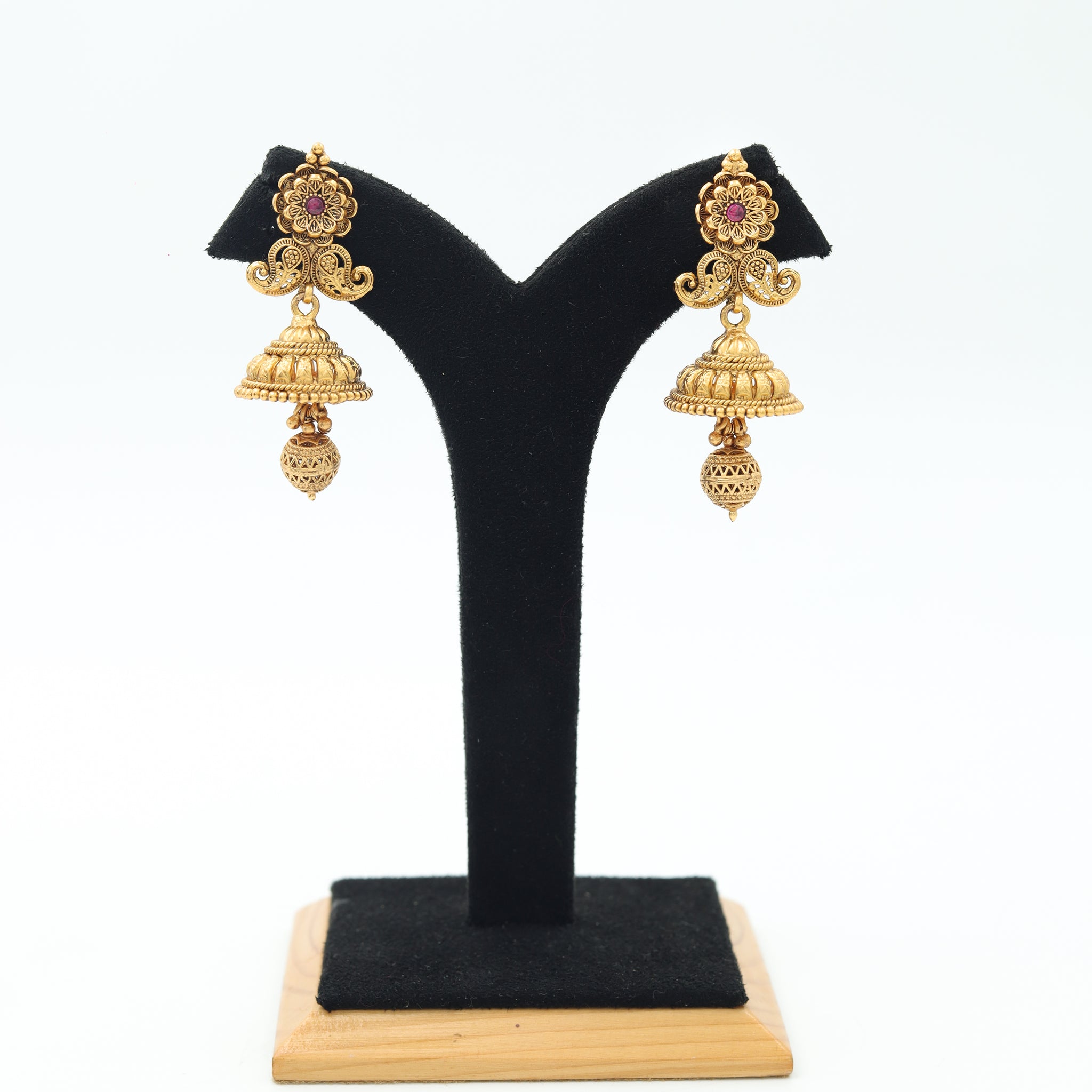 Antique Gold Plated Long Neck Necklace Set 9953-28