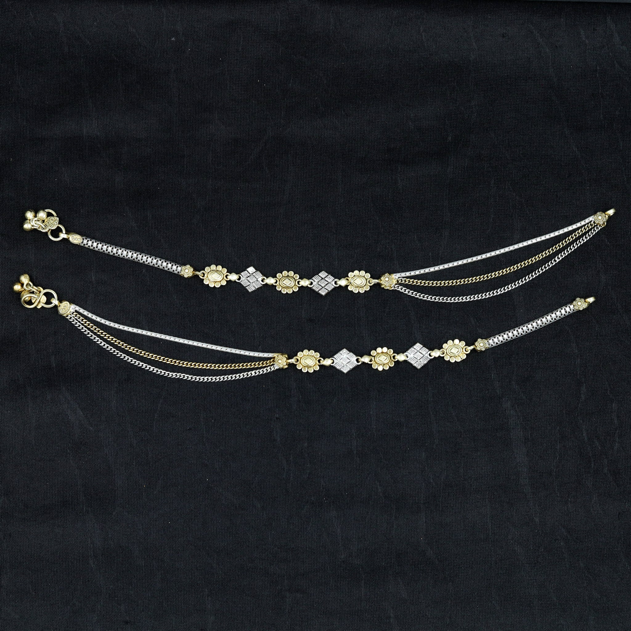 Two Tone Pure Silver Anklet 17176-4324