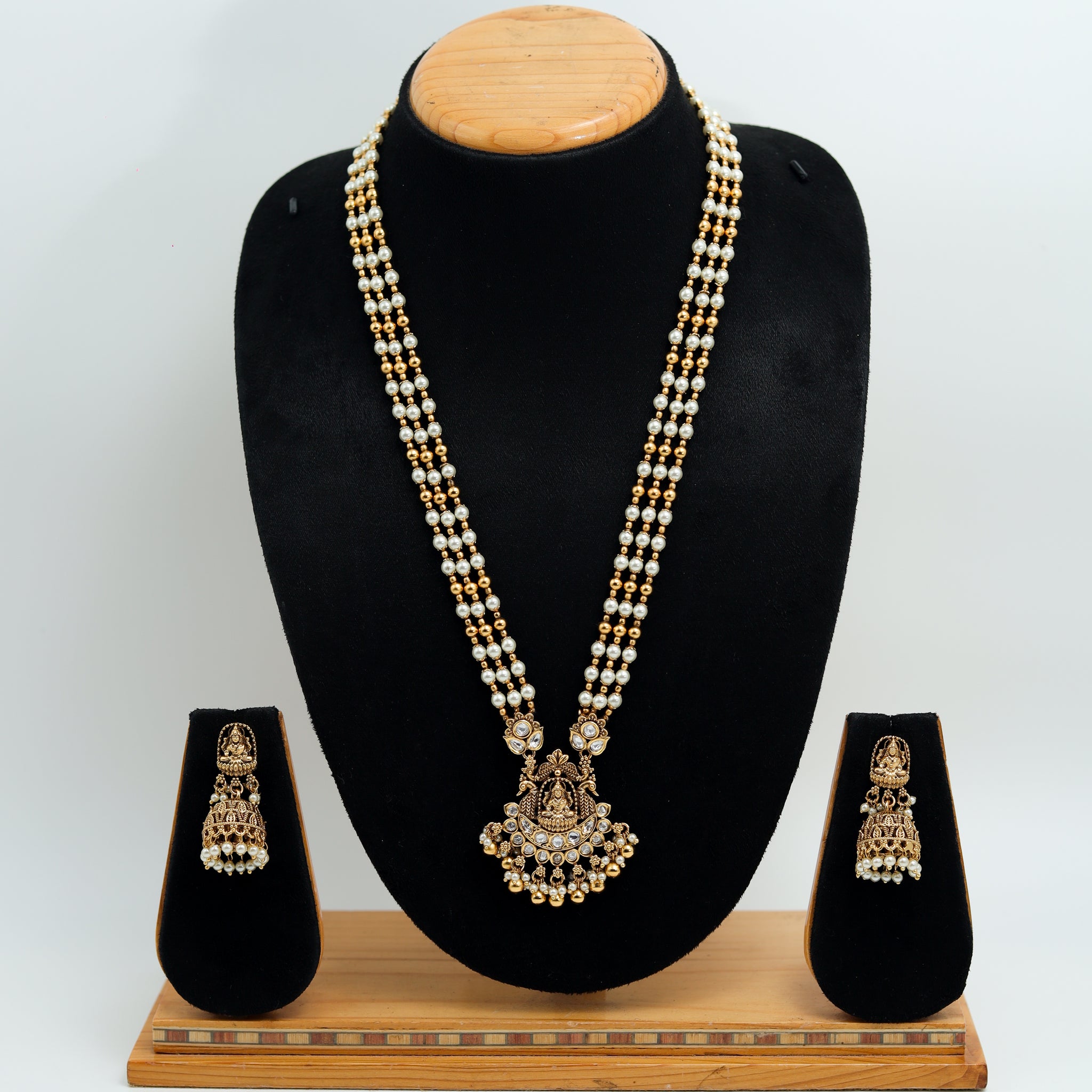 Antique Gold Plated Long Neck Necklace Set 9992-28