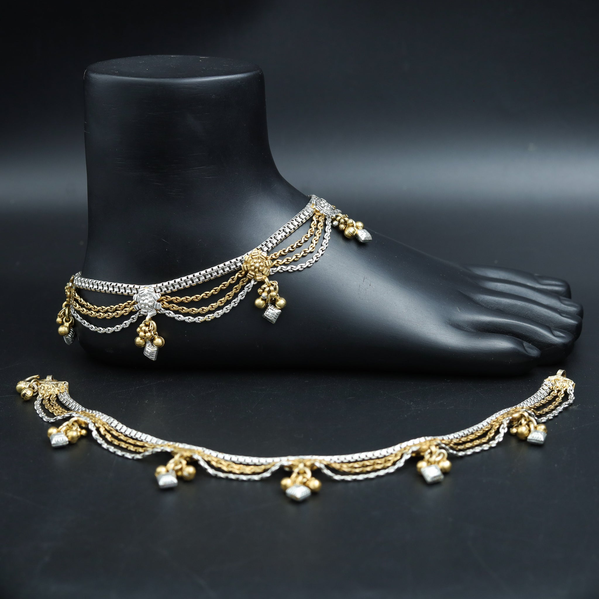 Two Tone Pure Silver Anklet 17174-4322