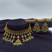 Choker Antique Gold Plated Necklace Set 16705-28