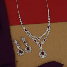 Layered Round Neck Zircon/AD Necklace Set 16219-69