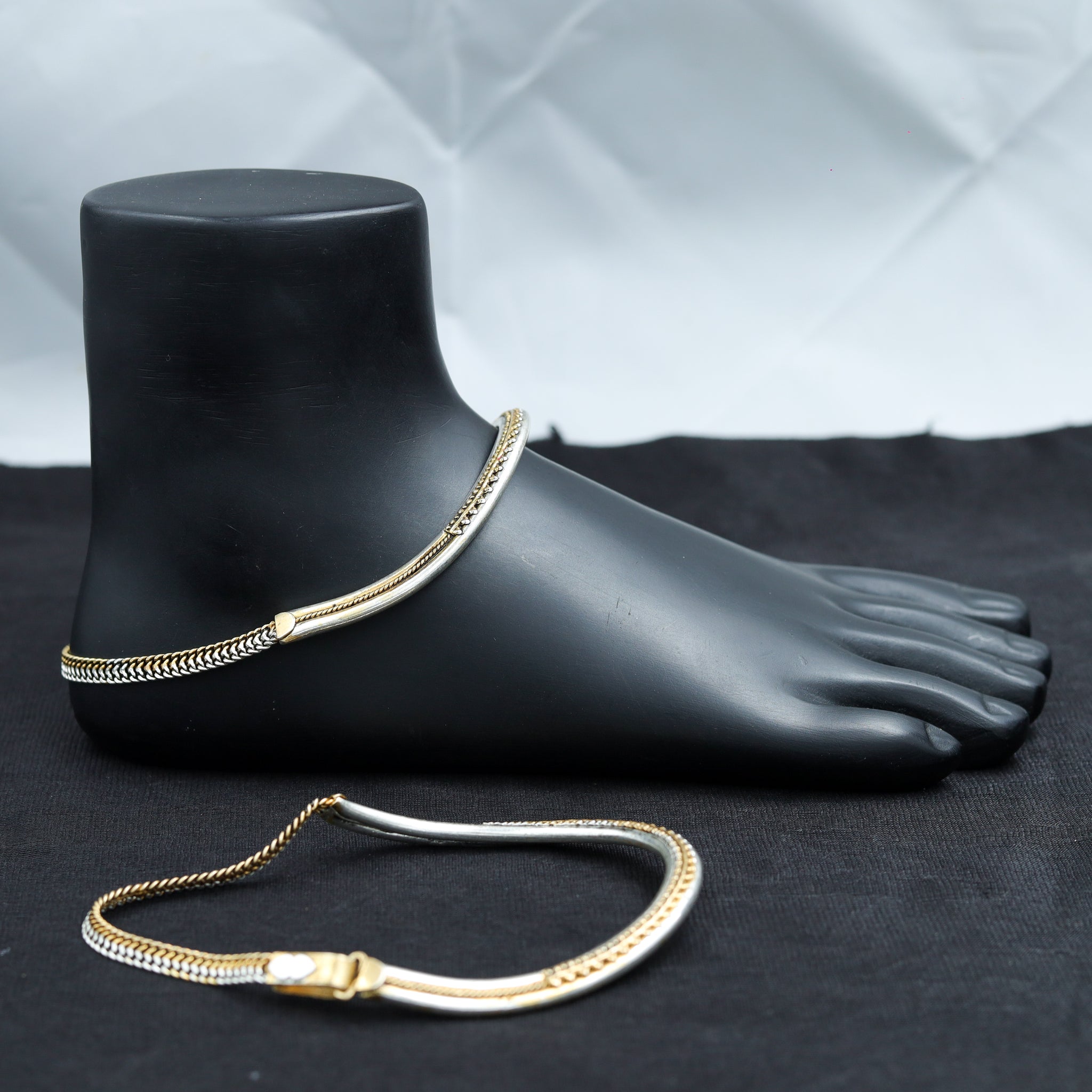 Two Tone Pure Silver Anklet 6071-1137