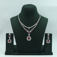 Layered Round Neck Zircon/AD Necklace Set 16219-69