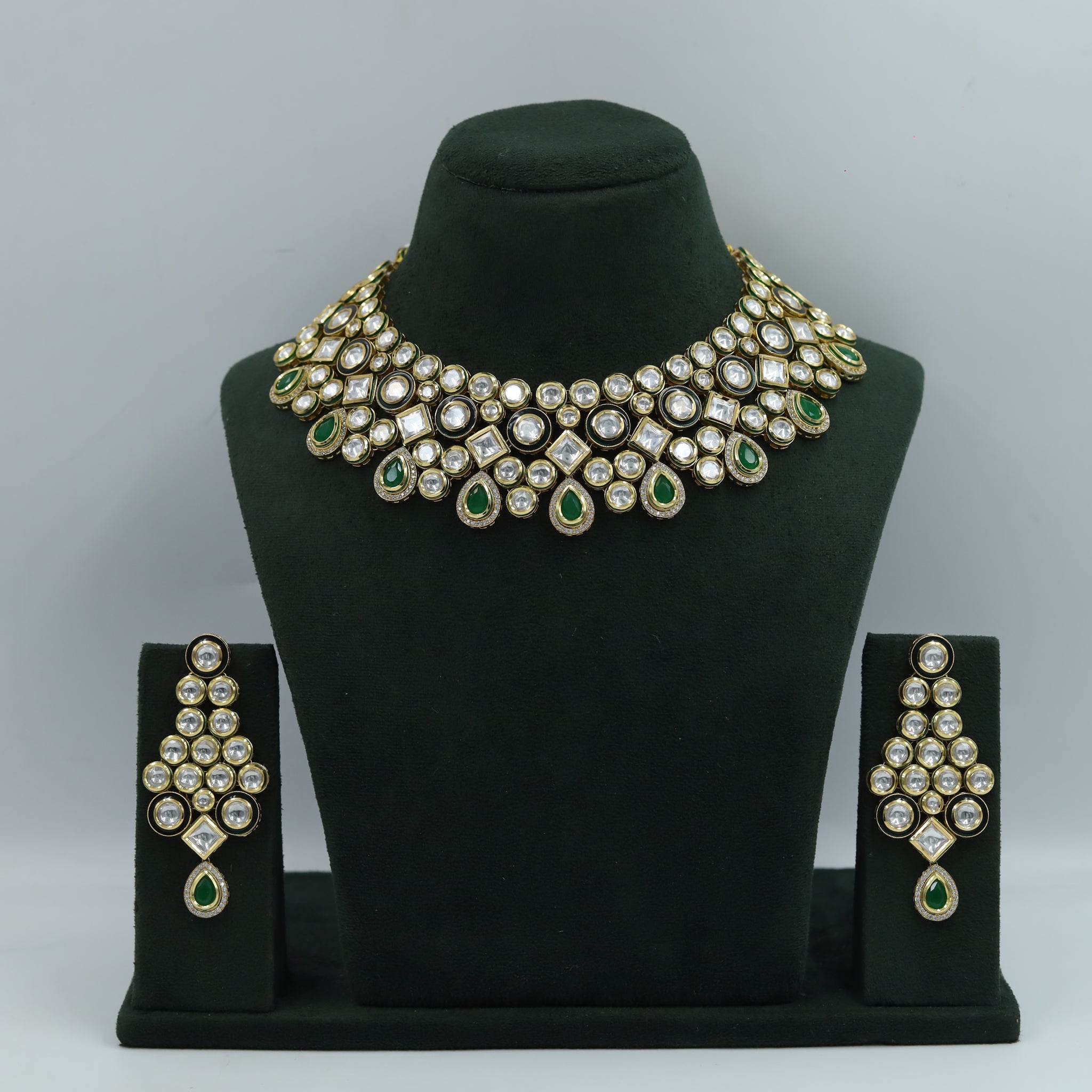 Heavy Ruby Kundan Necklace Set with Danglers