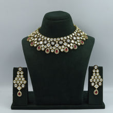 Heavy Ruby Kundan Necklace Set with Danglers