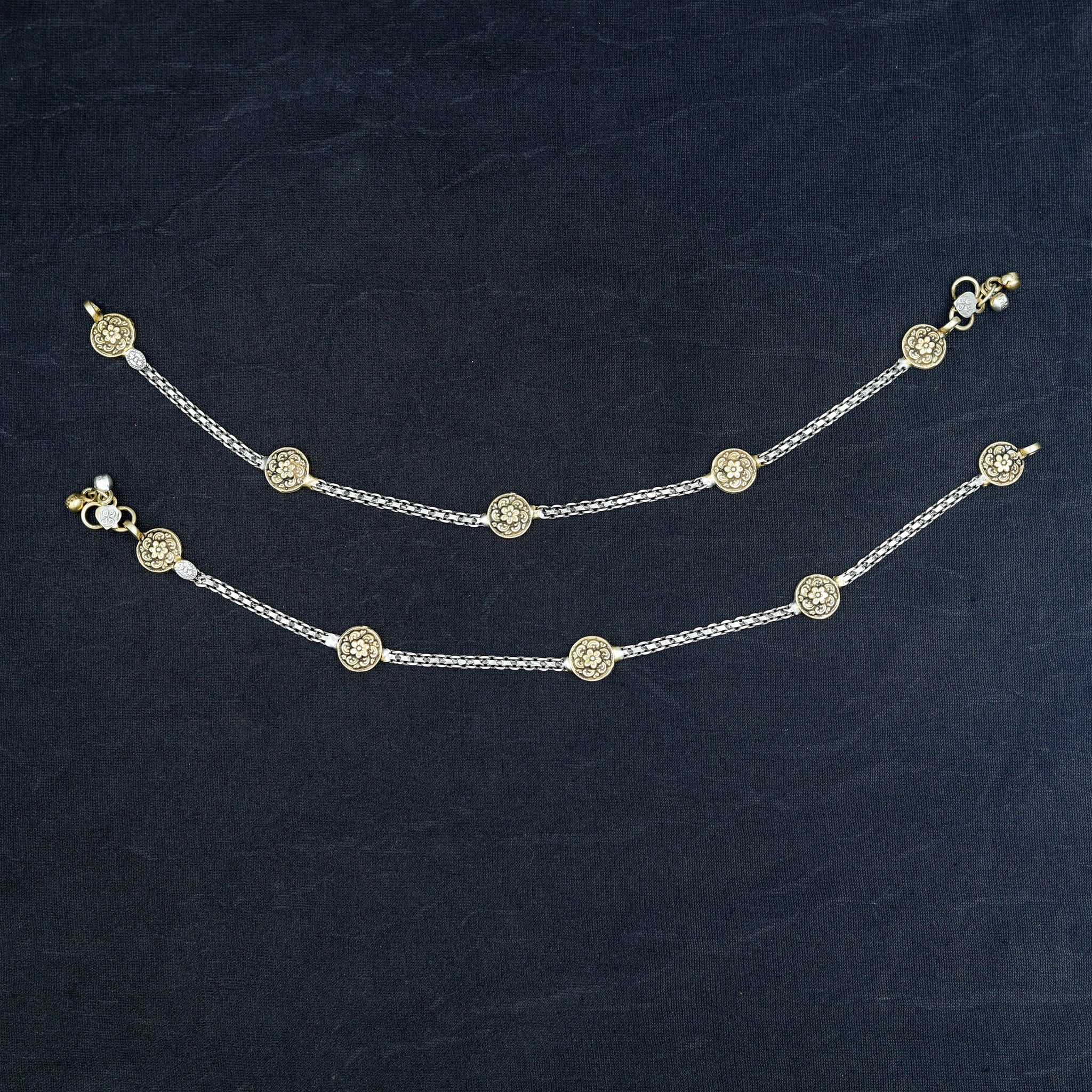 Two Tone Pure Silver Anklet 10181-5660