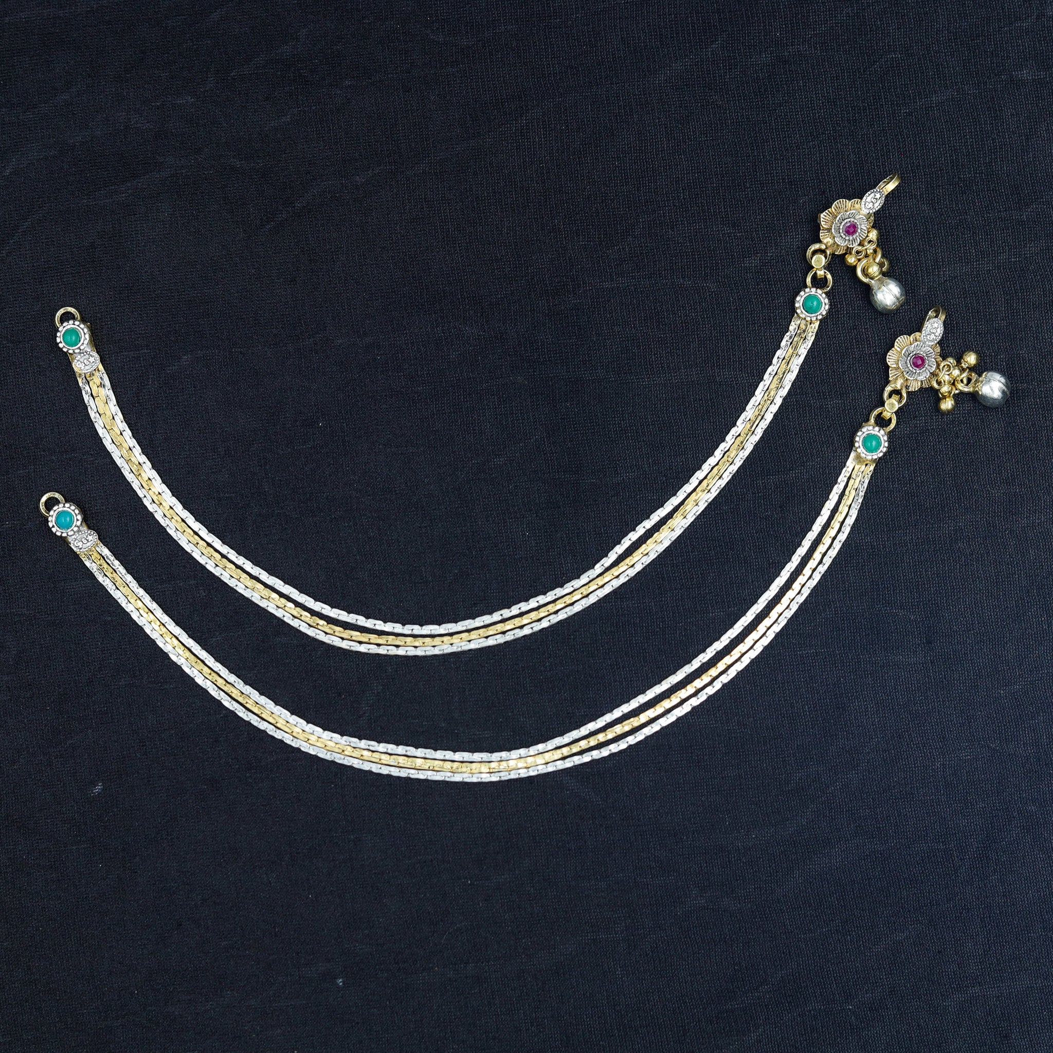 Two Tone Pure Silver Anklet 10179-5658