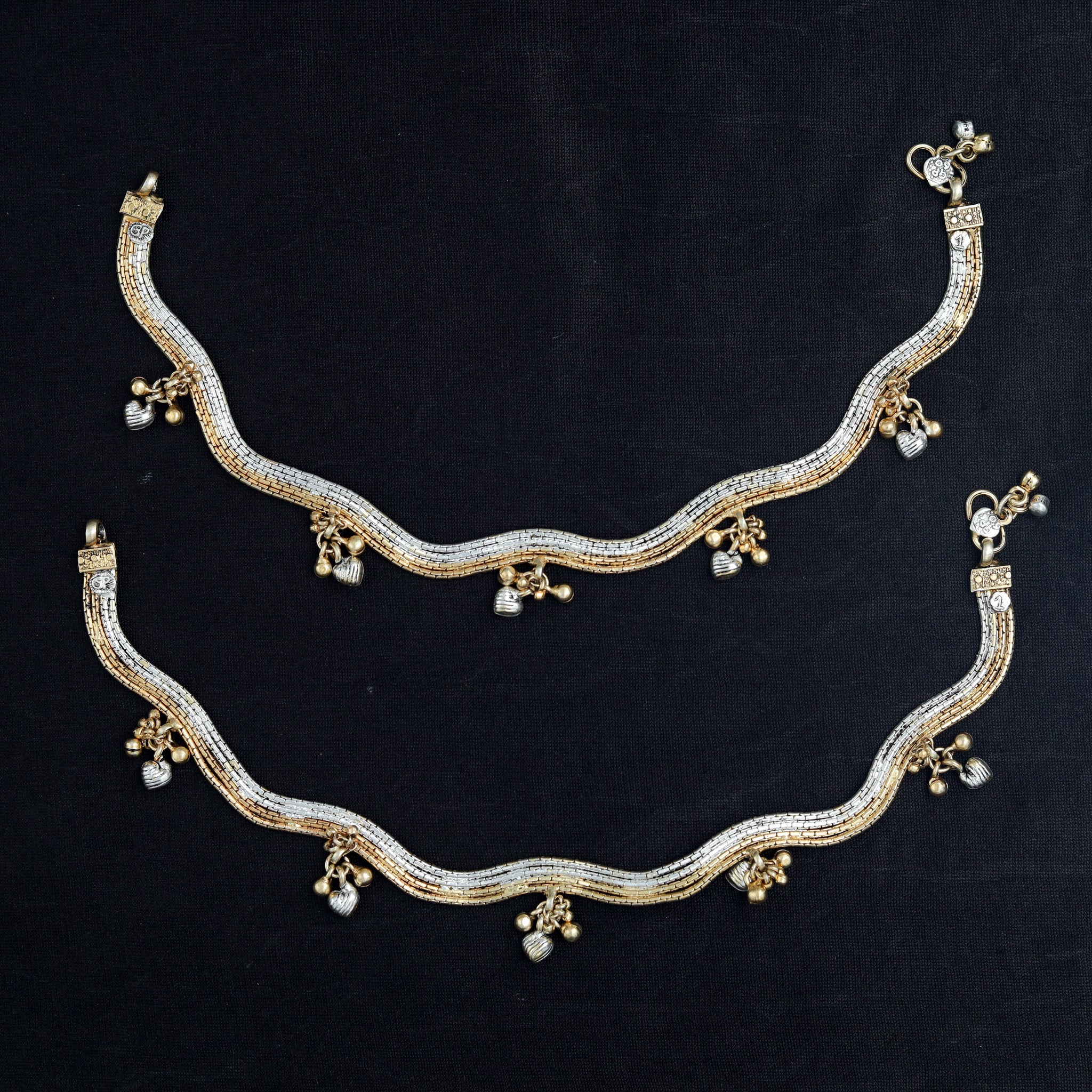 Two Tone Pure Silver Anklet 14851-1992