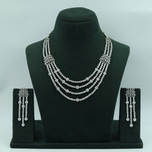 Layered Round Neck Zircon/AD Necklace Set 16221-69
