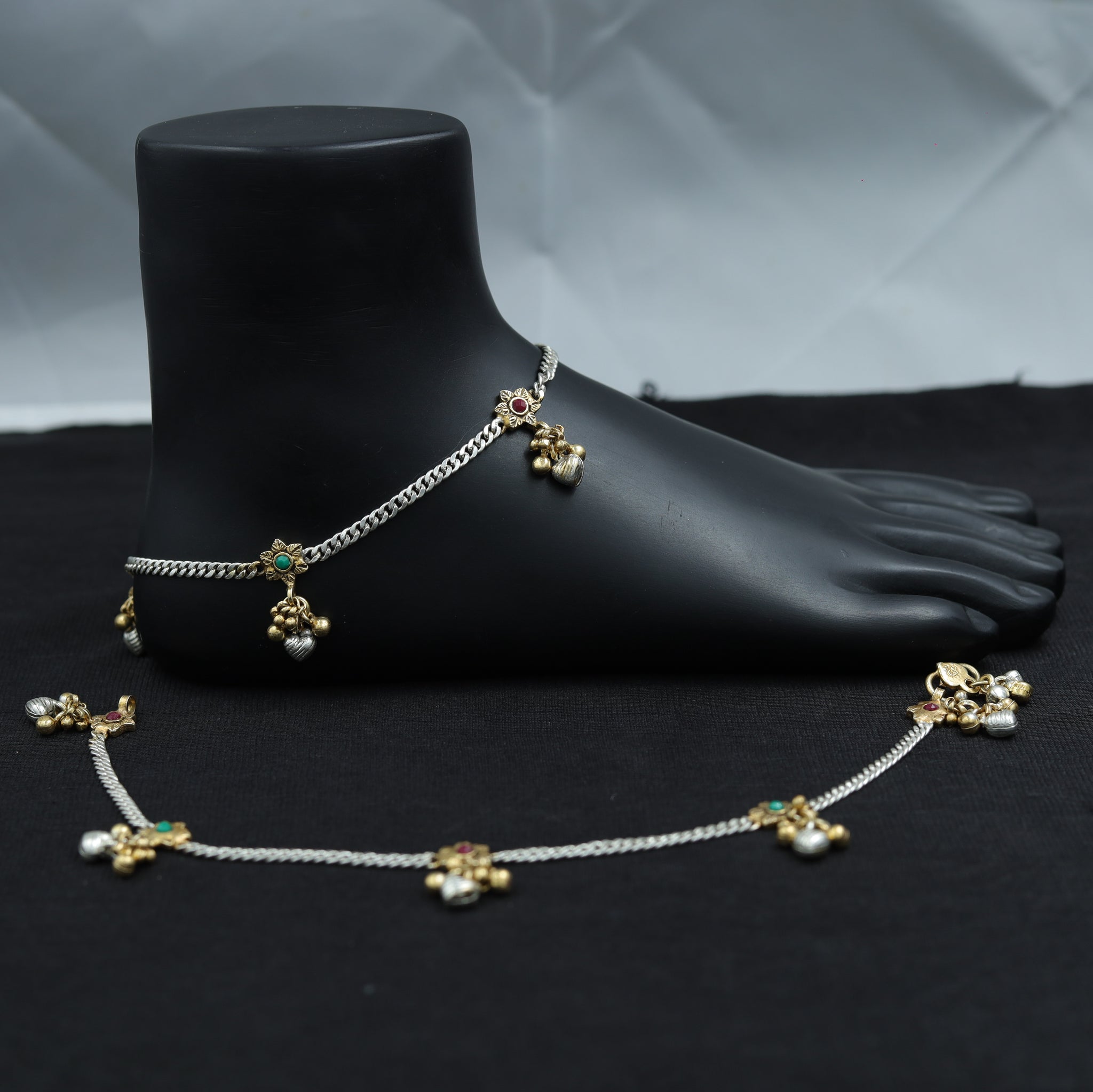 Ruby Green Pure Silver Anklet 14847-1988