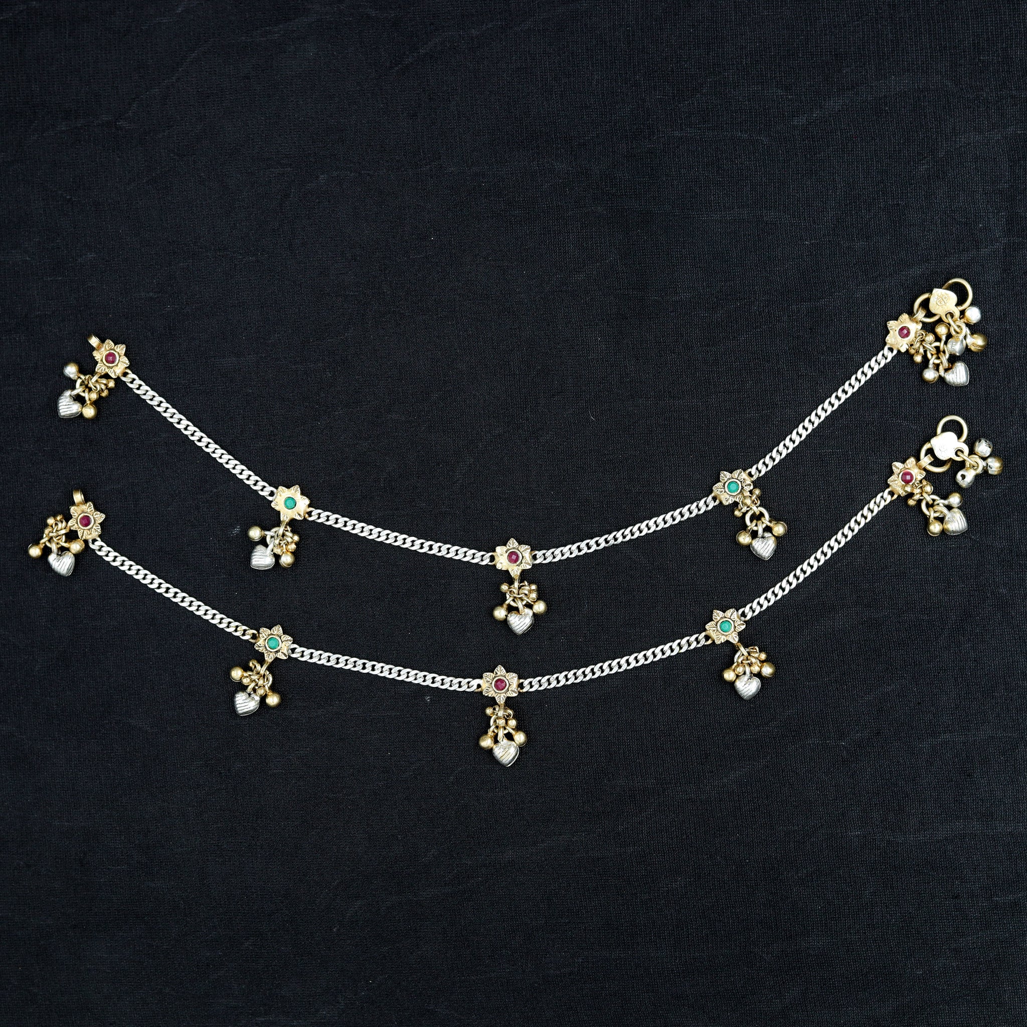 Ruby Green Pure Silver Anklet 14847-1988