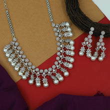 Pearl Round Neck Zircon/AD Necklace Set 16235-69