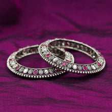 Silver Oxidized Bangles/Kada 7592-82