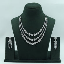 Layered Round Neck Zircon/AD Necklace Set 16212-69