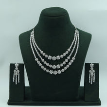 Layered Round Neck Zircon/AD Necklace Set 16212-69