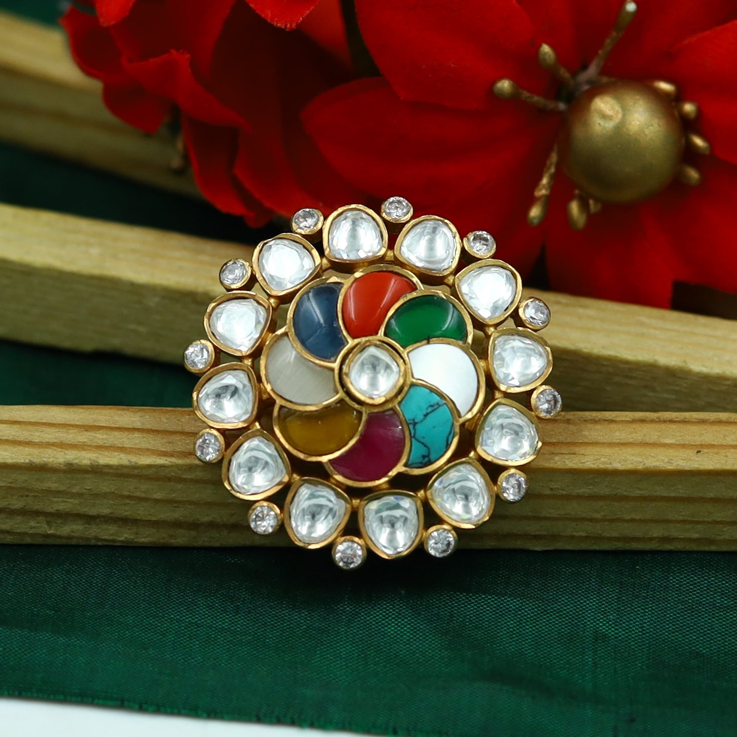 Sabyasachi Inspired Kundan Ring 15473-34