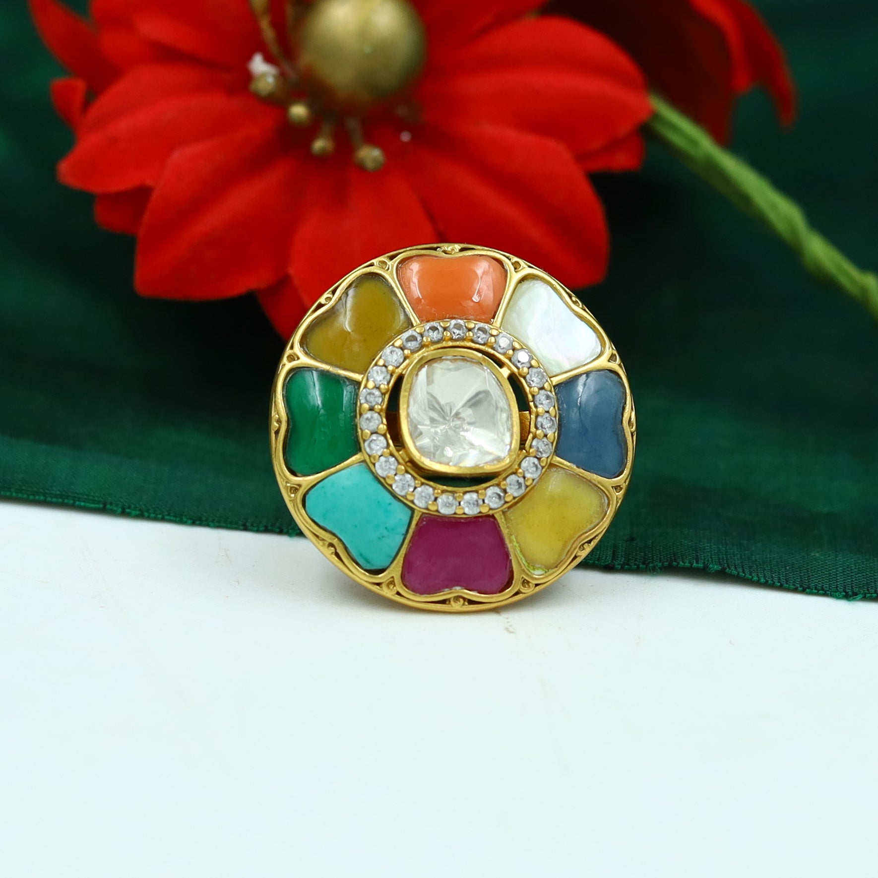 Sabyasachi Inspired Kundan Ring 15465-34