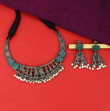 Round Neck Oxidized Necklace Set 4380-R