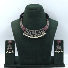 Round Neck Oxidized Necklace Set 4380-R
