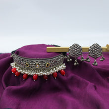 Choker Oxidized Necklace Set 4360-R