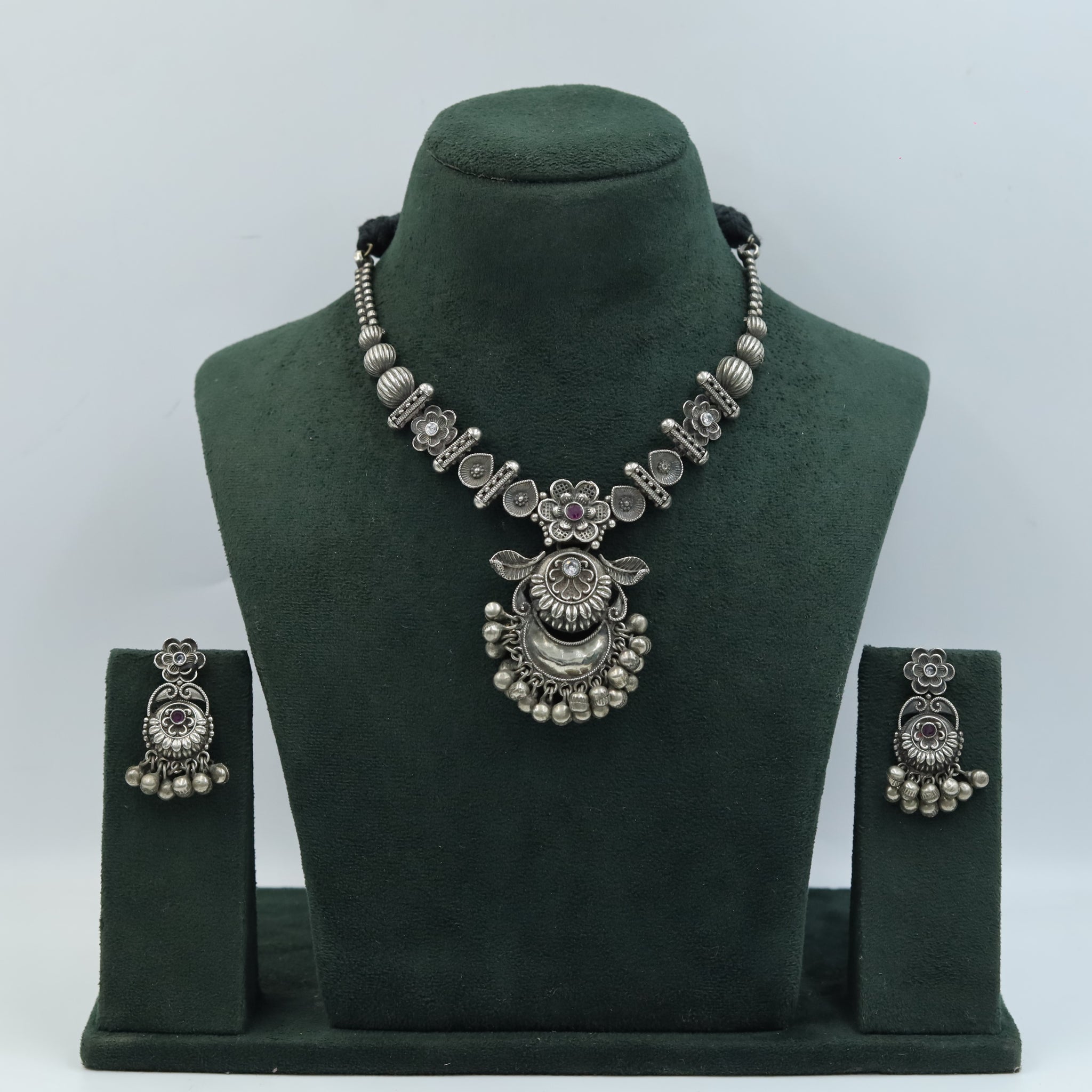 Round Neck Oxidized Necklace Set 4330-81