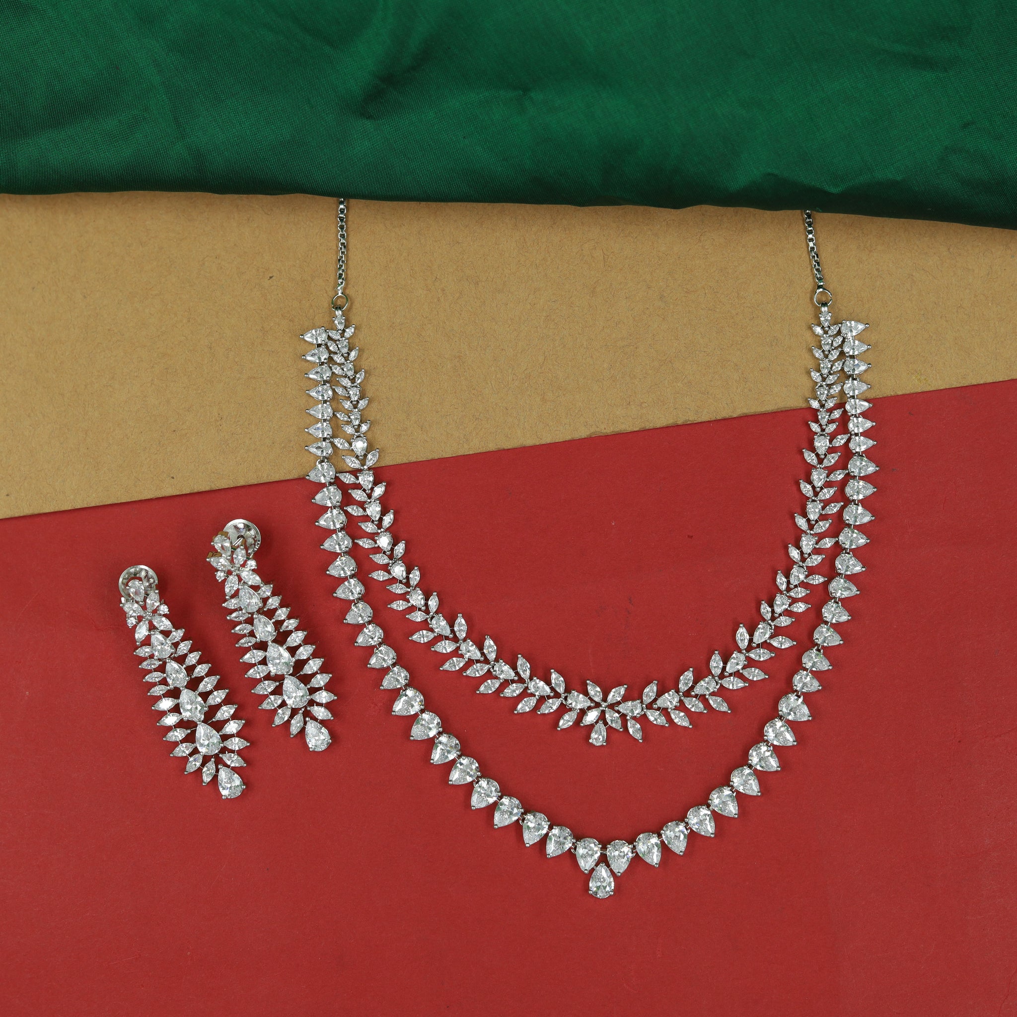 Round Neck Zircon/AD Necklace Set 16913-08