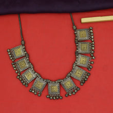 Two tone Oxidized Choker Set