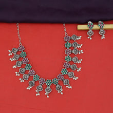 Round Neck Oxidized Necklace Set 9918-R