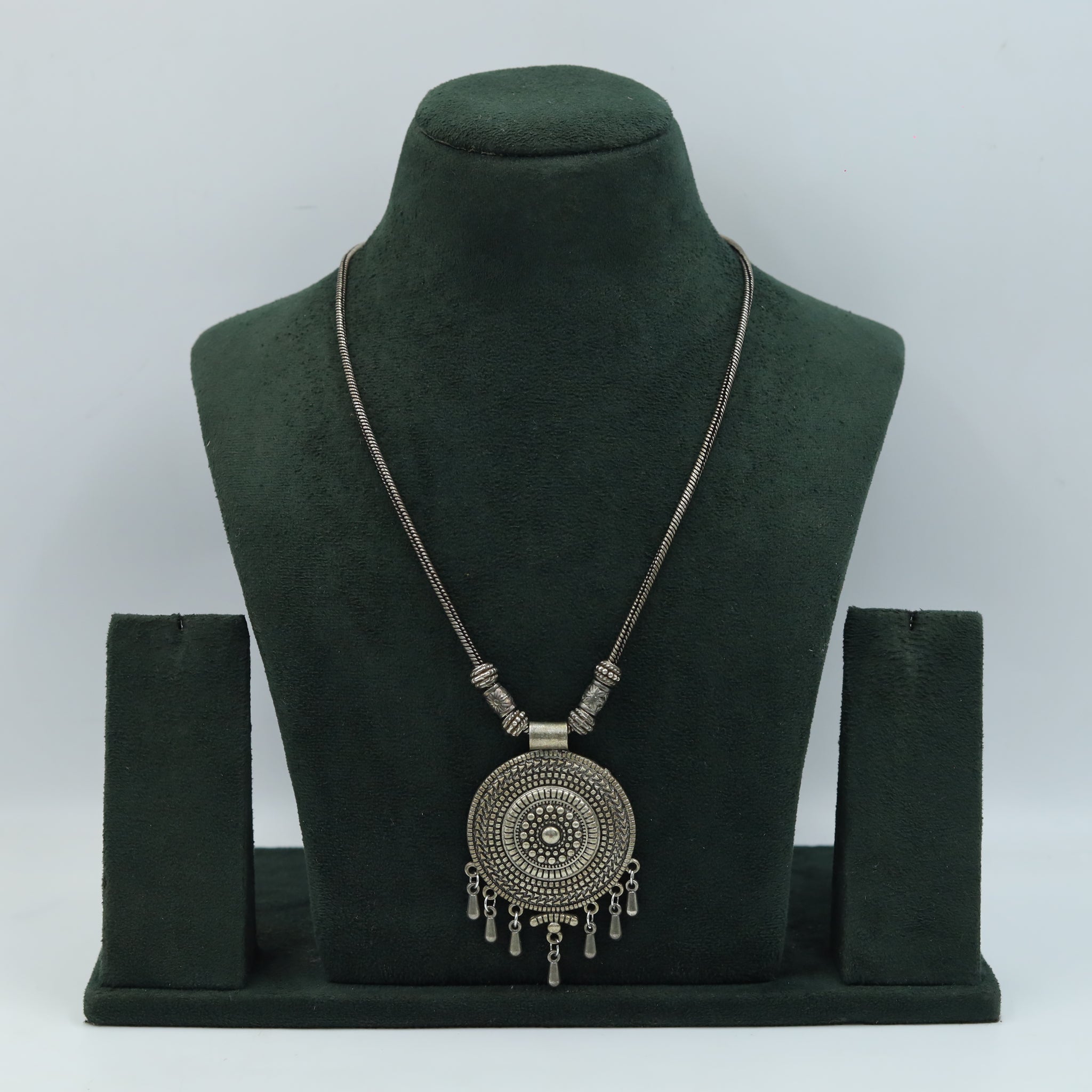 Silver Oxidized Pendant Set 12060-8305