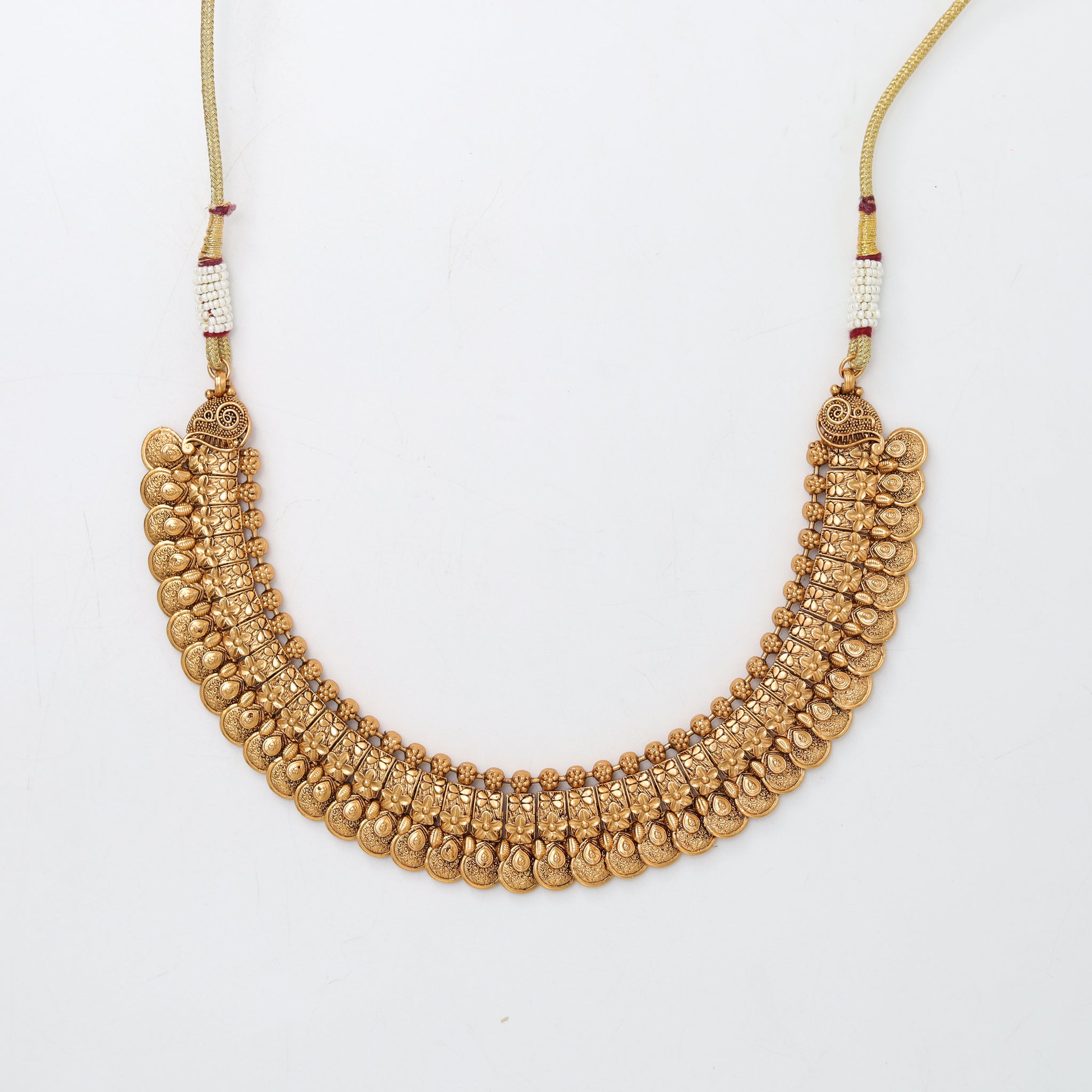 Antique Gold Plated Round Neck Necklace Set 10025-28