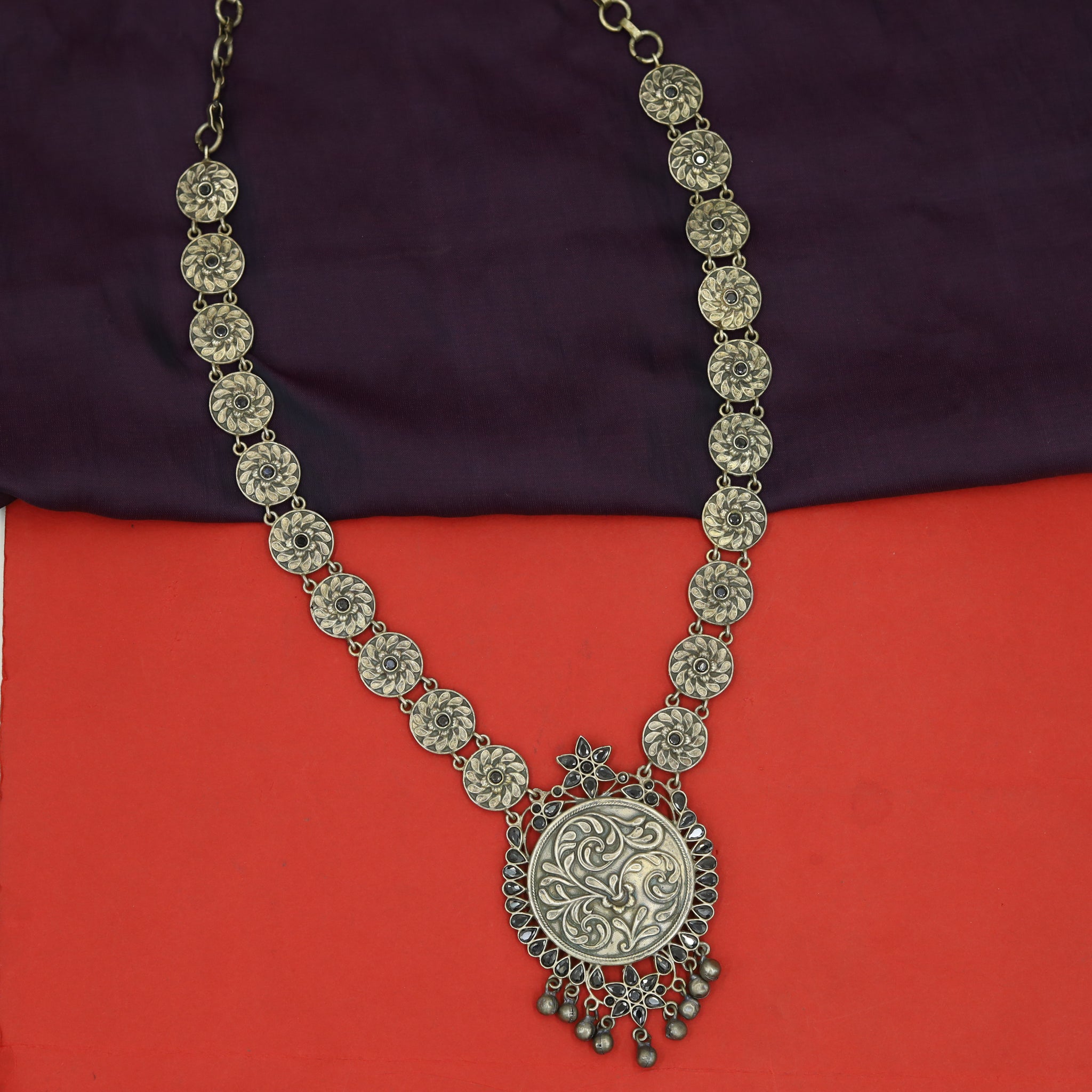 Black Oxidized Necklace Set 11787-7964