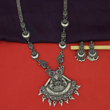 Long Neck Oxidized Necklace Set 4331-81