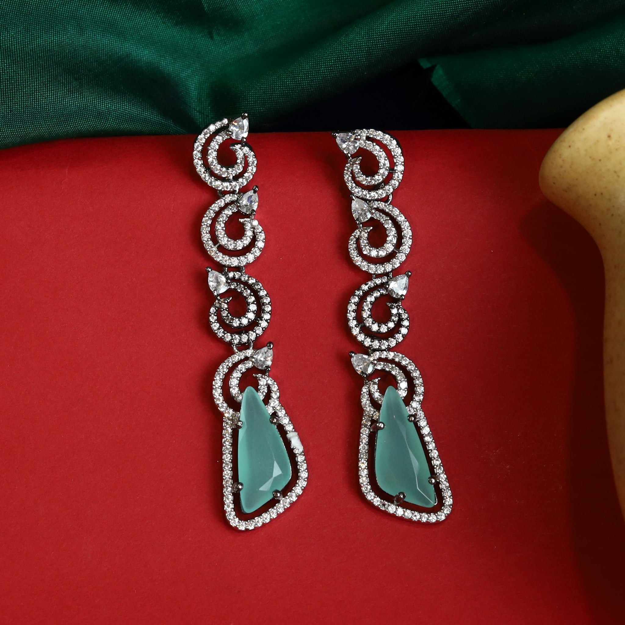 Mint Green Zircon/AD Earring 9124-3544