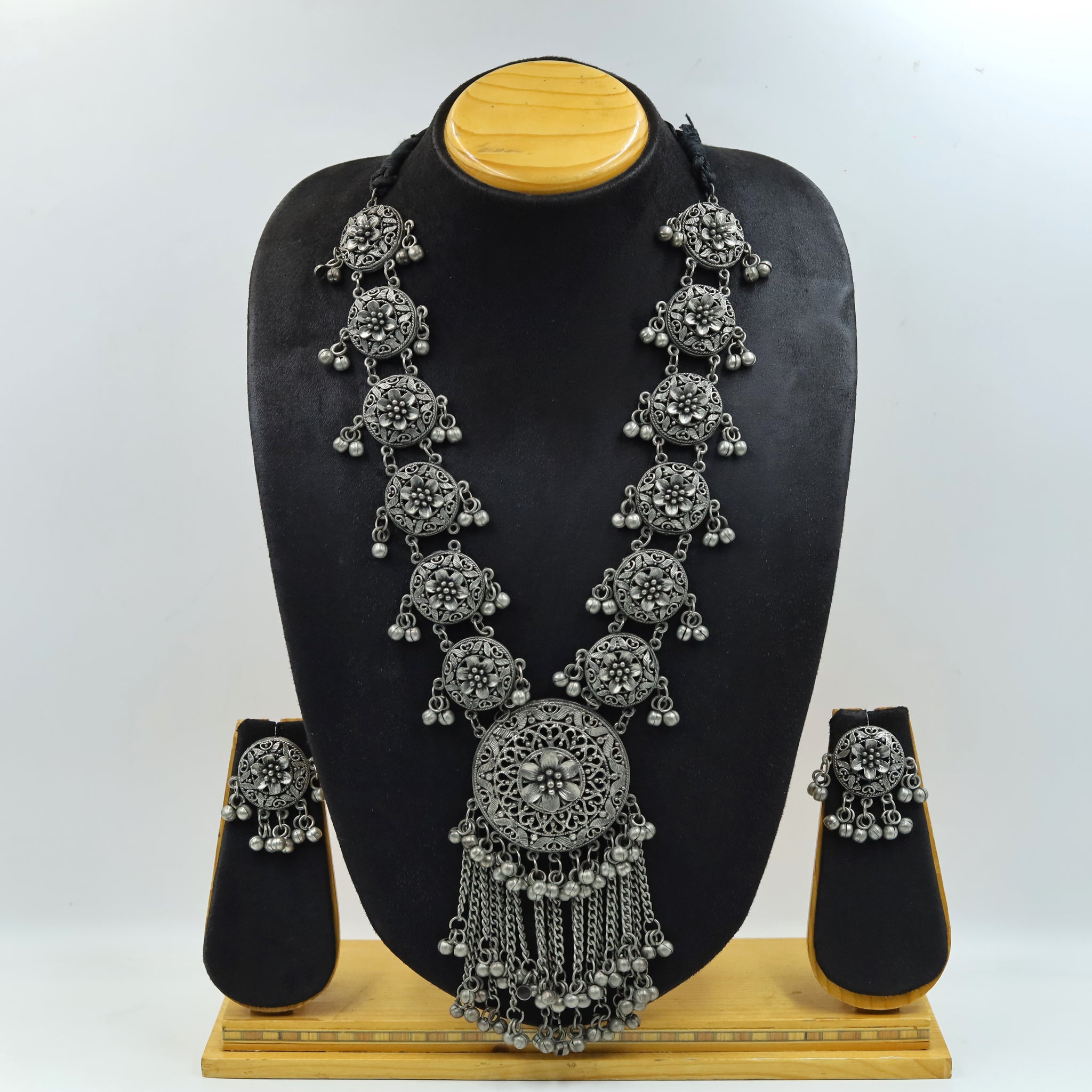 Long Neck Oxidized Necklace Set 7710-82