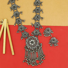 Long Neck Oxidized Necklace Set 7710-82