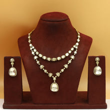 Moissanite Round Neck Kundan Necklace Set 20007-87