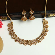 Champagne Stone Gold Plated Necklace Set 1589-5654