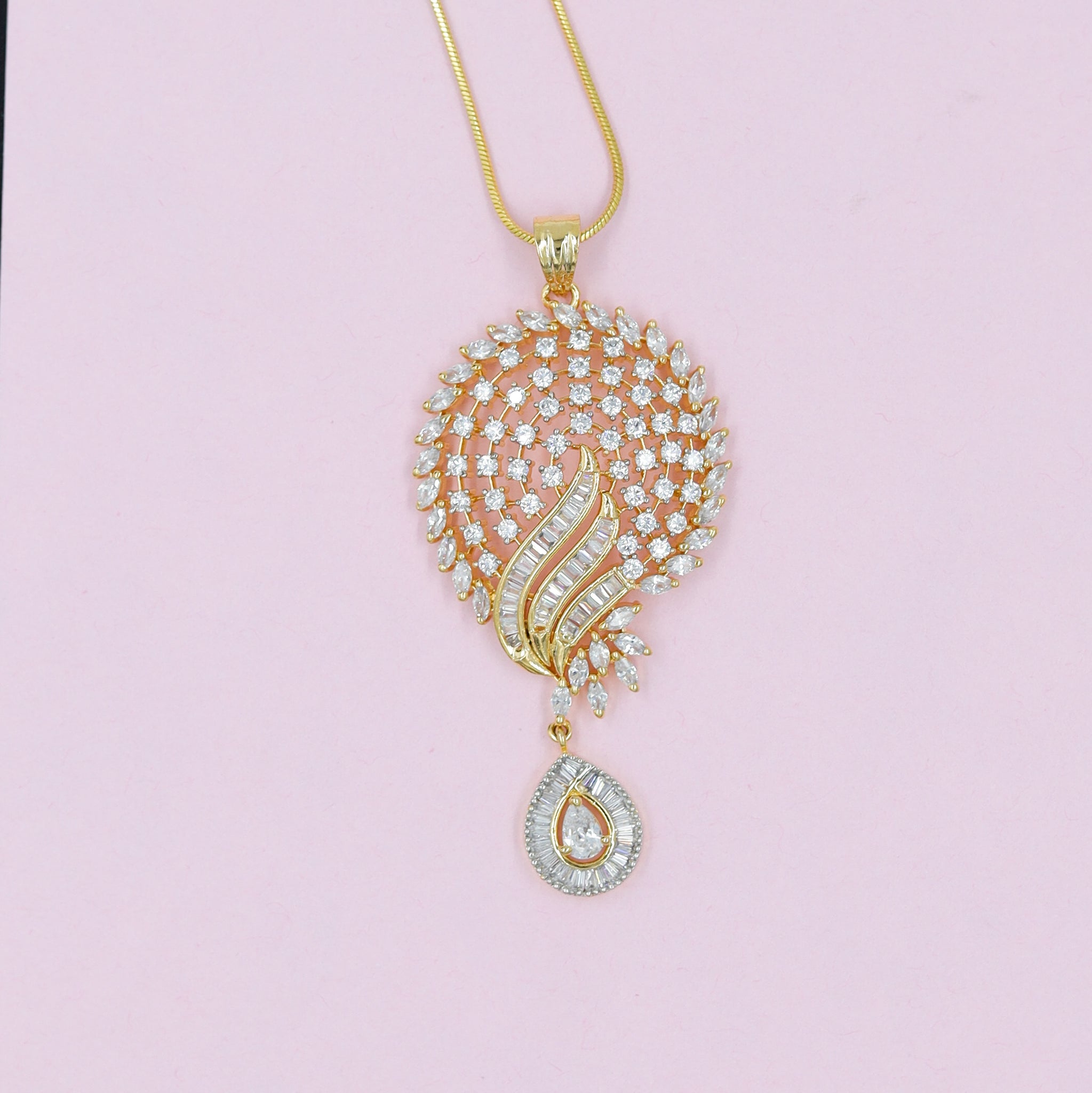 Medium Size Zircon/AD Pendant Set 9726-08