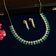 Green Zircon/AD Necklace Set 18925-6107