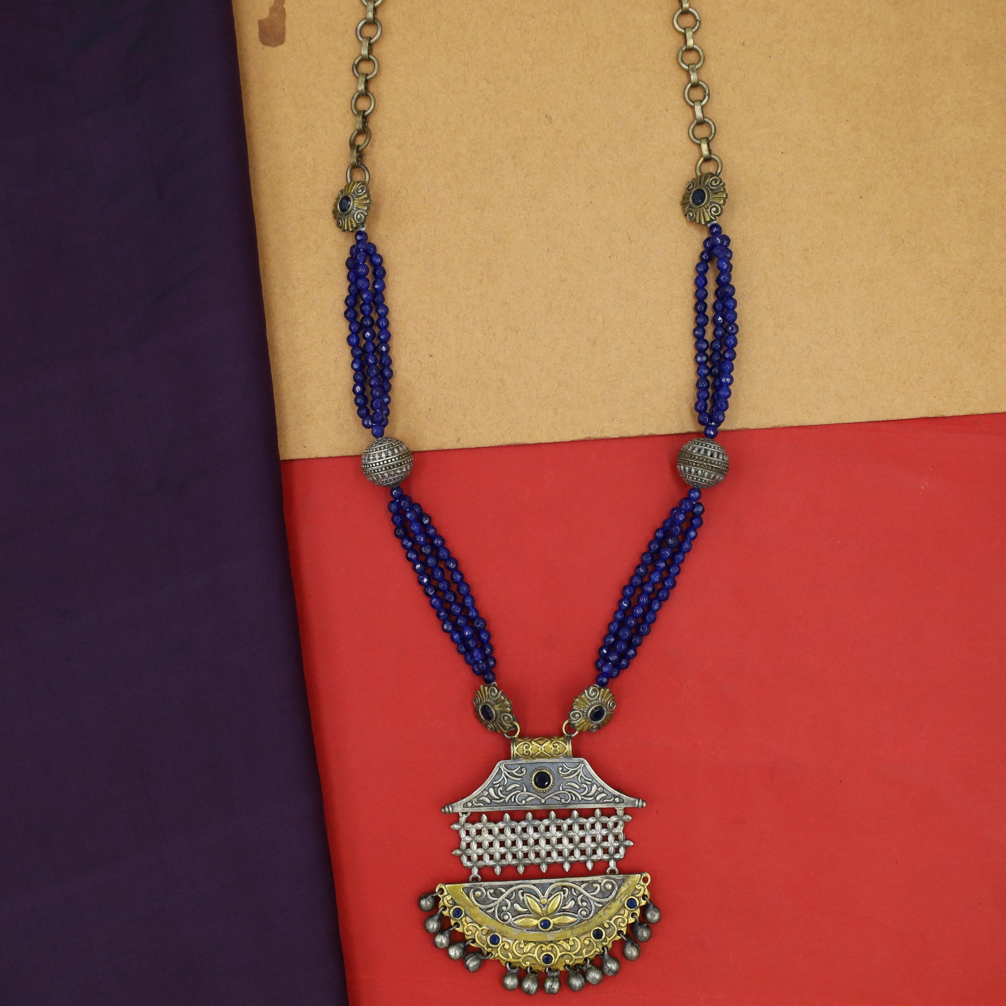Blue Oxidized Pendant Set 1120-5185