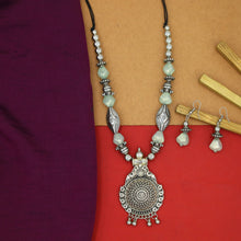 Mint Green Oxidized Pendant Set 19403-6385