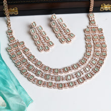 Mint Green Zircon/AD Necklace Set 15200-2347