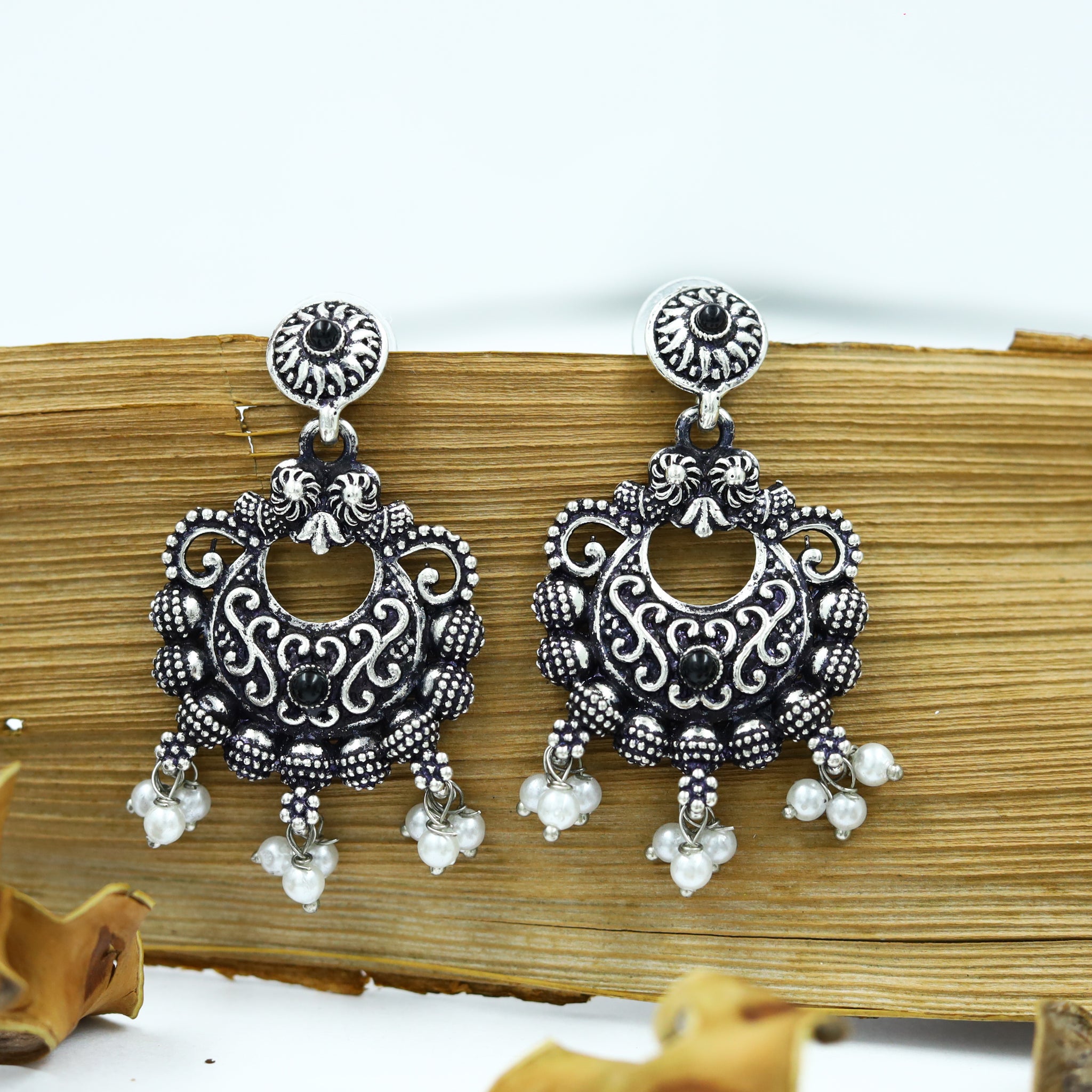 Chandbali Oxidized Earring 13208-33