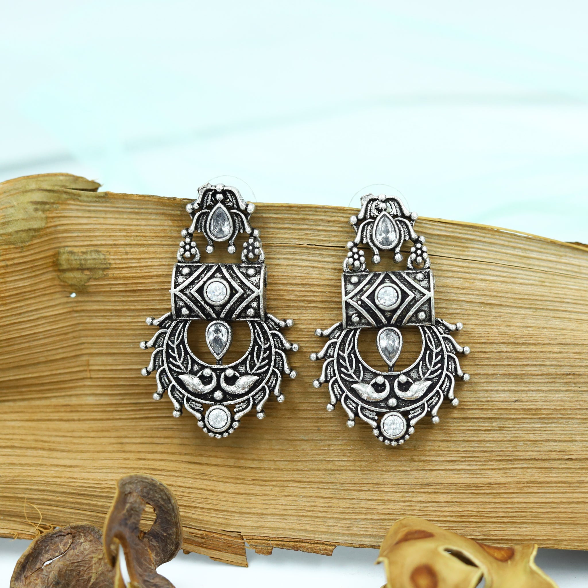 Chandbali Oxidized Earring 12616-28