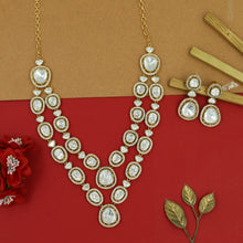 Double Line Round Neck Kundan Necklace Set 16480-87