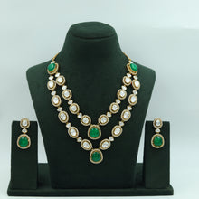 Double Line Round Neck Kundan Necklace Set 16480-87