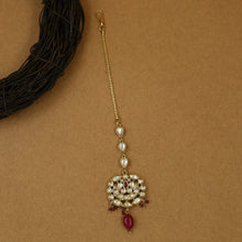 High Quality Kudan Ruby Maang Tikka 13993-1084